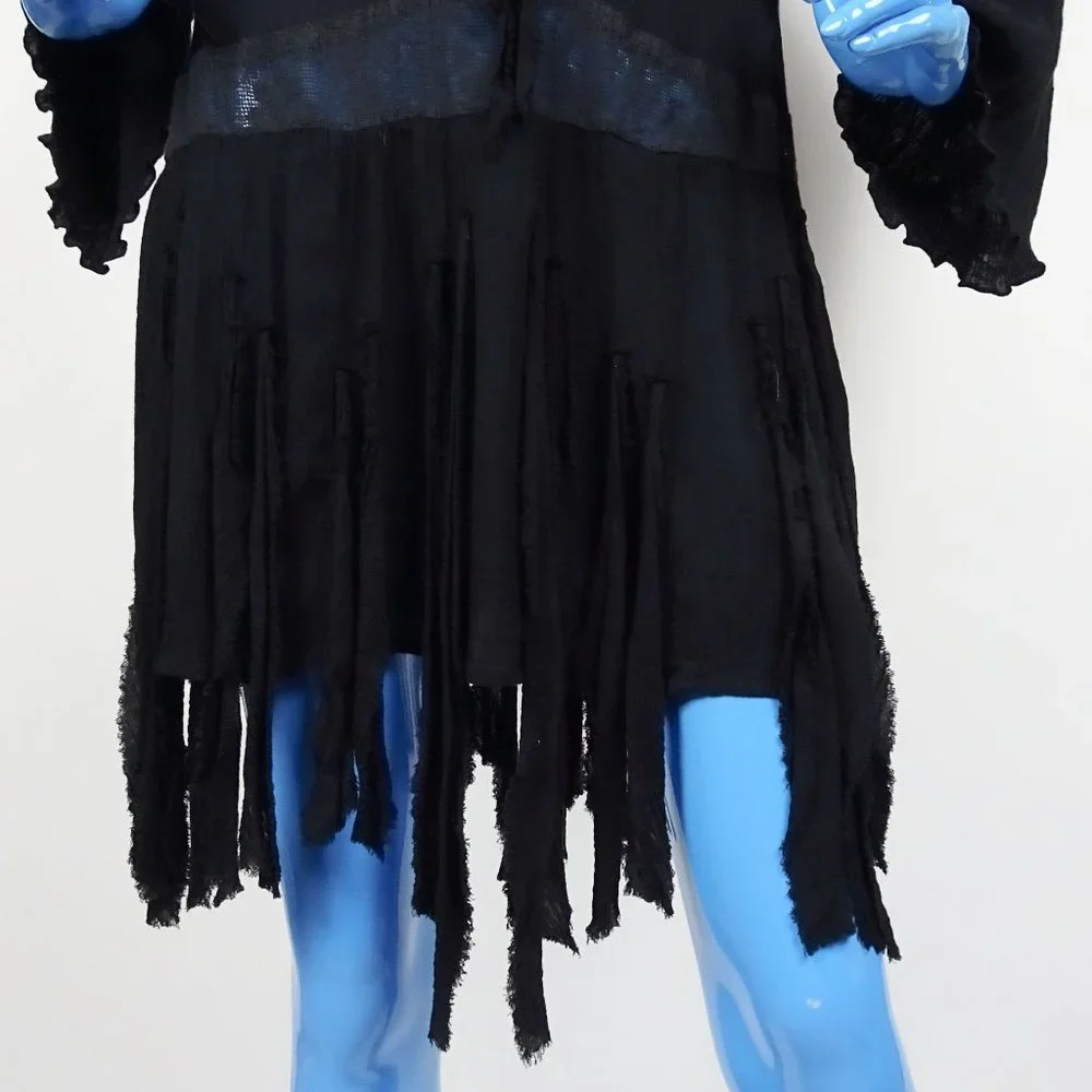 Free People Black Shipwreck Cove Dress M 8 10 Fringe Gypsy Goth Festival Pirate - Picture 5 of 7